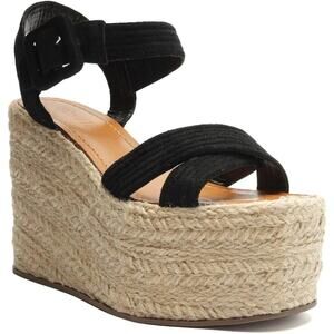 Schutz Women's Black Espadrille Wedge Blisse Sandal Size 9.5B New Without Box